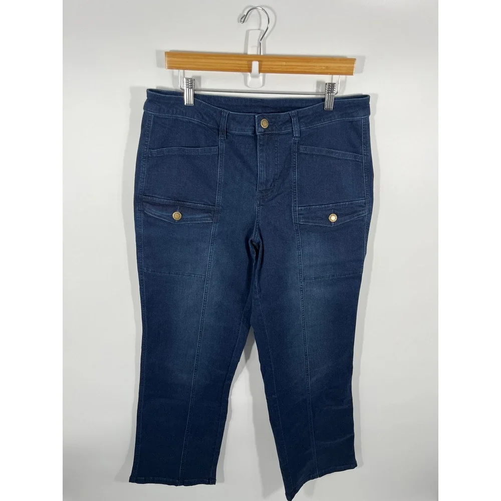 Belle by Kim Gravel Jeans Womens 14 Blue TripleLuxe Straight Leg Stretch Denim